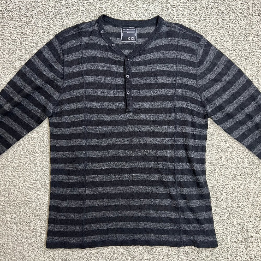 Urban Behavior Henley Sweater Acrylic/Wool Blend Striped size XXL